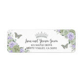 Sage Paarse Roos Bloemen Quinceanera Retouradres Etiket (Voorkant)