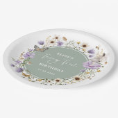 Sage Paarse Wildflower Fairy Birthday Tea Party Papieren Bordje (Gekanteld)