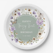 Sage Paarse Wildflower Fairy Birthday Tea Party Papieren Bordje (Voorkant)