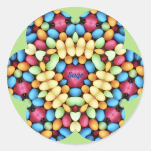 SAGE ~ PAASEIEREN VEELKLEURIG ~ RONDE STICKER