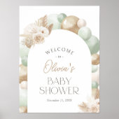 Sage Pampas Gras Boog Baby Shower Ontvangstbord Poster (Voorkant)
