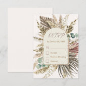Sage Pampas Gras RSVP Kaart | Rustieke Boho Bruilo (Voorkant / Achterkant)