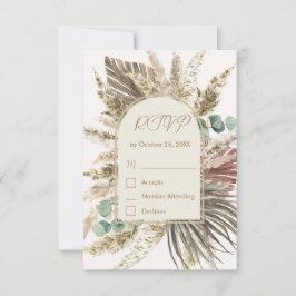 Sage Pampas Gras RSVP Kaart | Rustieke Boho Bruilo