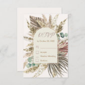 Sage Pampas Gras RSVP-kaart | Rustieke Boho-huweli RSVP Kaartje (Voorkant / Achterkant)