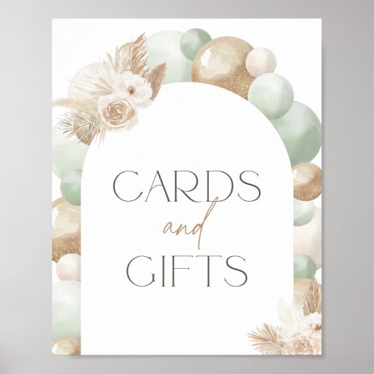 Sage Pampas Grass Arch Baby shower Kaarten en gesc Poster (Voorkant)