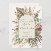 Sage Pampas Grass Bewaar de datum | Boho Rustic Save The Date (Voorkant / Achterkant)