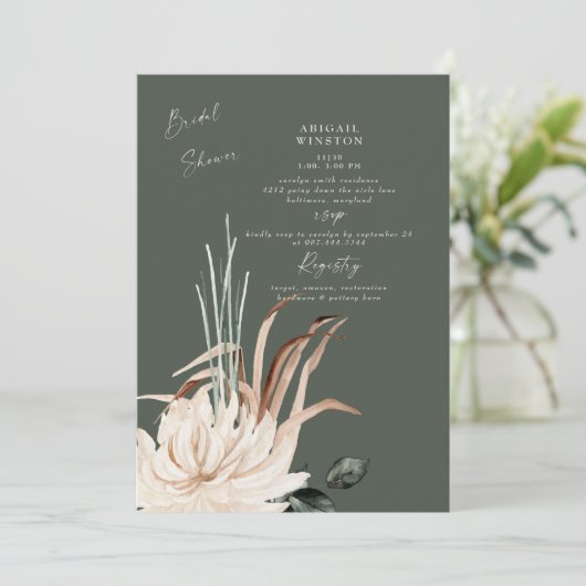 Sage Pampas Grass Boho Bridal Shower Kaart (Staand voorkant)