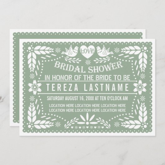 Sage papel picado houdt van vrijgezellenfeest voor kaart (Voorkant / Achterkant)