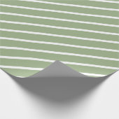 Sage-papier met groene en witte streping cadeaupapier (Hoek)