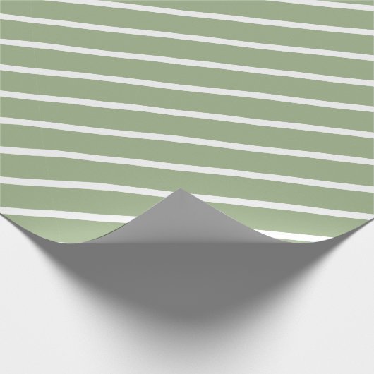 Sage-papier met groene en witte streping cadeaupapier (Hoek)
