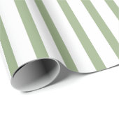 Sage-papier met groene en witte streping cadeaupapier (Rol Hoek)