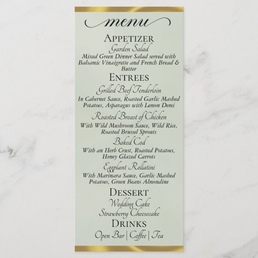 Sage Parel/Goud - Monogram & Bedankmenu Menu (Voorkant)