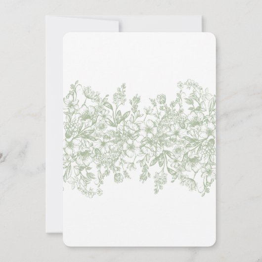 Sage Pastel Chinoiserie Bloemendoop Kaart (Achterkant)