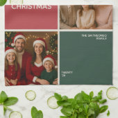 Sage Pastel Photos collage Christmas new year Theedoek (Gevouwen)