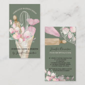 Sage Pastry Chef Pink Flowers Boho Baker Visitekaartje (Voorkant / Achterkant)