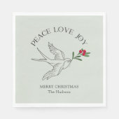 Sage | PEACE LOVE JOY Snowbird Kerstvakantie Servet (Voorkant)