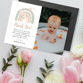 Sage Peach Boho Rainbow Dank u Baby shower Kaart