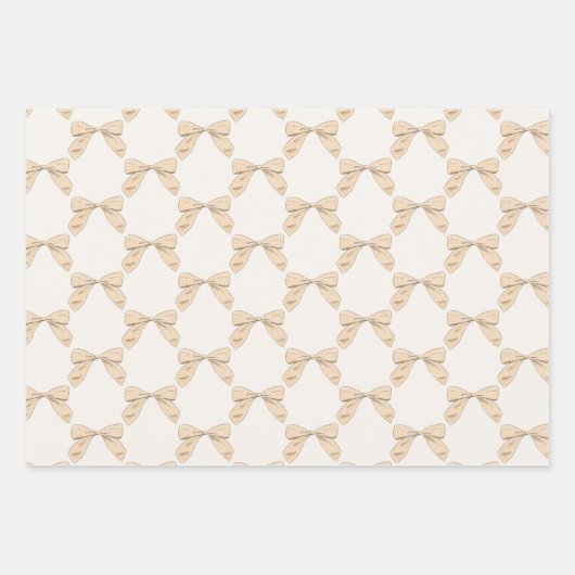 Sage Peach Plaid Bow Elegant Neutraal Baby shower Inpakpapier Vel (Voorkant)