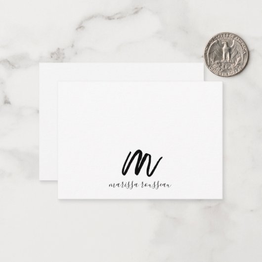 Sage Penseel Geschilderde Stijl Monogram Script Na Notitiekaartje (Voorkant / Achterkant in situ)