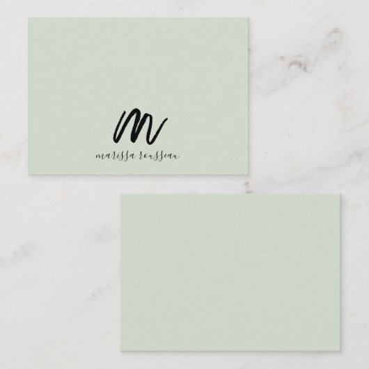 Sage Penseel Geschilderde Stijl Monogram Script Na Notitiekaartje (Voorkant / Achterkant)