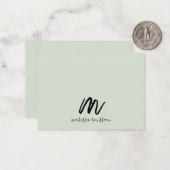 Sage Penseel Geschilderde Stijl Monogram Script Na Notitiekaartje (Voorkant / Achterkant in situ)