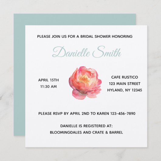 Sage Peony Kaart (Voorkant / Achterkant)