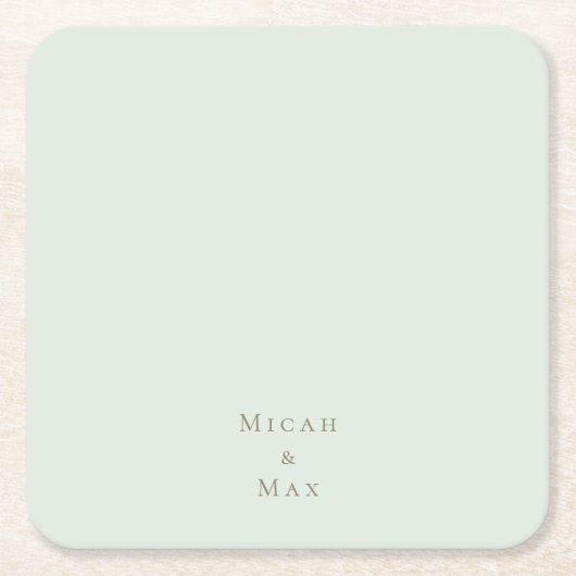 Sage Personalized Wedding Gold Text Kartonnen Onderzetters (Voorkant)