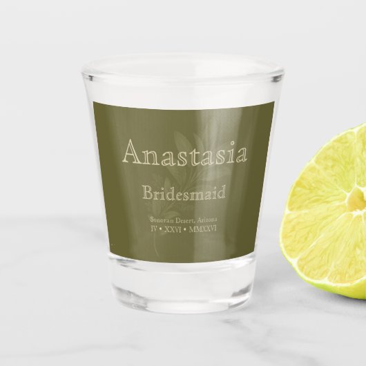 Sage Persoonlijke Bruidsmeisjes Shotglas Shot Glas (Voorkant)