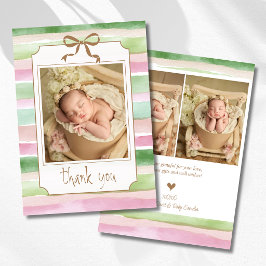 Sage Perzik Blush Gestreepte Gouden Baby Foto Beda Aankondiging