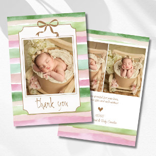 Sage Perzik Blush Gestreepte Gouden Baby Foto Beda Aankondiging