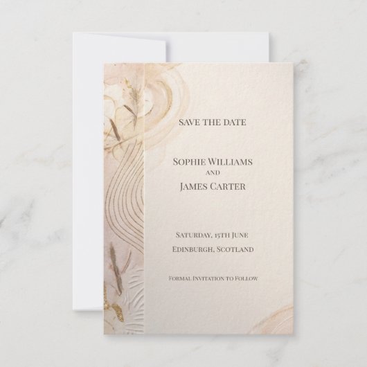 Sage Perzik Botanische Save The Date Kaart (Voorkant)