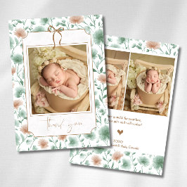Sage Perzik Wilde Bloemen Gouden Boog Baby Foto Aankondiging