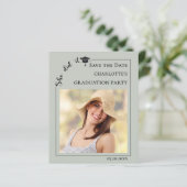 Sage Photo Graduation Party Save the Date card (Staand voorkant)