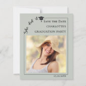 Sage Photo Graduation Party Save the Date card (Voorkant)
