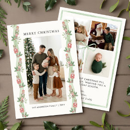 Sage Pijn Slinger Lint Gelukkig Kerstmis Foto Feestdagenkaart