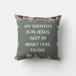Sage pillow with a simple religious quote kussen
