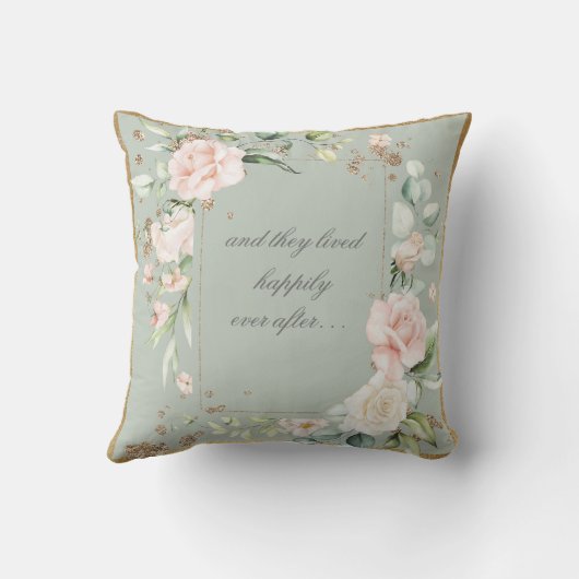 Sage Pink Blush Romantic Floral Weddenschap Kussen (Achterkant)