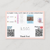 Sage Pink Business QR Code Foto's 3.5 x 2.5 Visitekaartje (Achterkant)