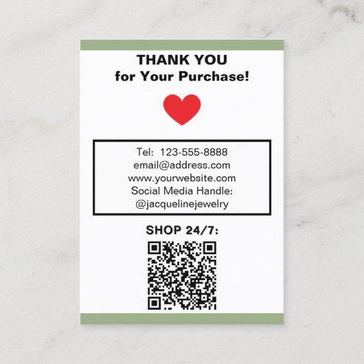 Sage Pink Earrings Logo Website QR Code Visitekaartje (Achterkant)