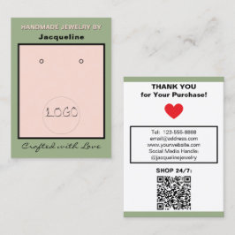 Sage Pink Earrings Logo Website QR Code Visitekaartje