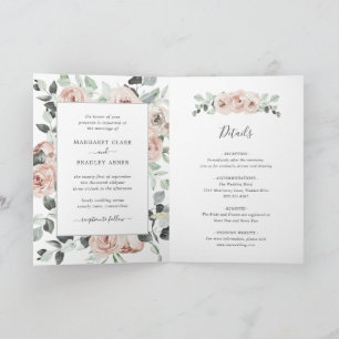Sage Pink Floral Dusty Roos Folded Wedding
