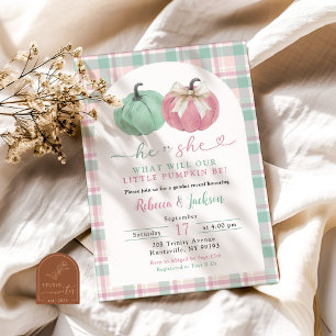 Sage Pink Ginham Preppy Pumpkin Geslacht Reveal Kaart