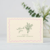 Sage Pink Whimsical Handwritten Bedankkaart (Staand voorkant)