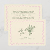 Sage Pink Whimsical Handwritten Bedankkaart (Voorkant / Achterkant)