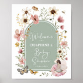 Sage Pink Wildflower Fairy Baby shower Welkom Poster (Voorkant)