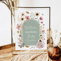 Sage Pink Wildflower Fairy Baby shower Welkom