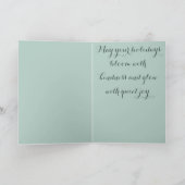 Sage & Pink Wreath – Elegant Personalized Holiday  Kaart (Binnen)