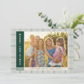 Sage Plaid Zijbalk Feestdagenkaart (Staand voorkant)
