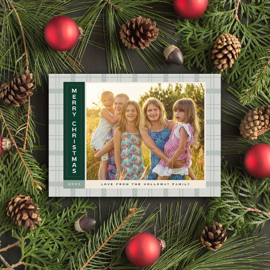 Sage Plaid Zijbalk Feestdagenkaart