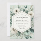 Sage Poetic Anemone Wedding Kaart (Voorkant)